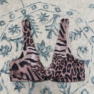 acacia swimwear Pink and Brown Leopard Twist Bralette